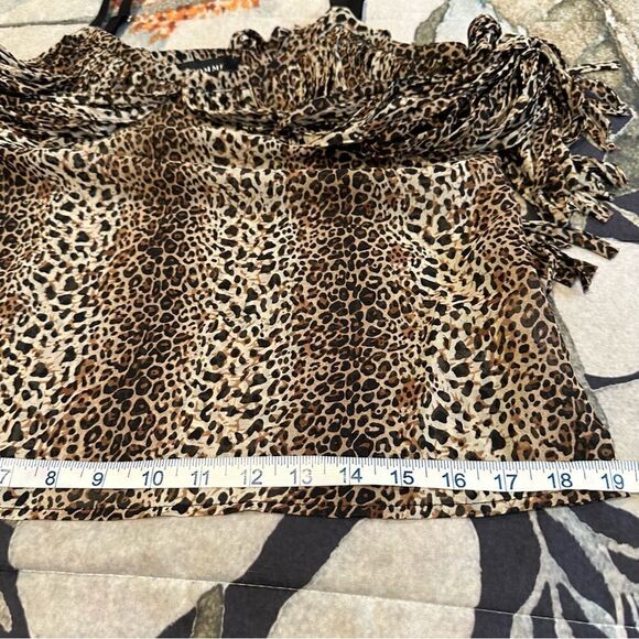 Comme leopard animal print tank top w/full fringe layer & adjustable straps - Picture 11 of 15